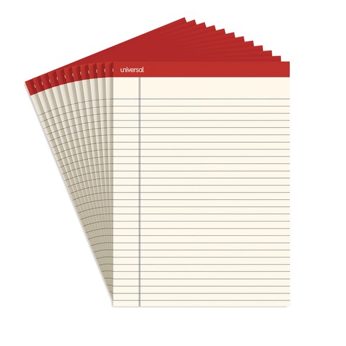 Notebooks & Pads | Universal UNV35882 50-Sheet 8.5 in. x 11 in. Colored Perforated Writing Pads - Wide/Legal Rule, Ivory (1 Dozen) image number 0