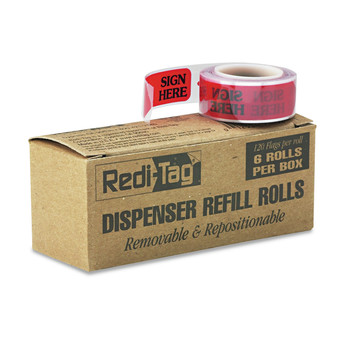 PAGE FLAGS | Redi-Tag B91002 Sign Here Arrow Message Page Flag Refills - Red (6/Box)