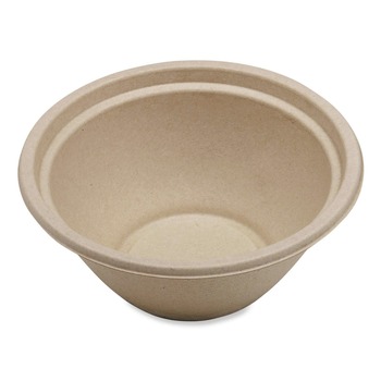 World Centric BO-SC-U32-LFP 32 oz 7.4 x 7.4 x 3.2 Fiber Paper Bowls - Natural (500/Carton)