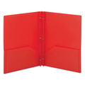 File Folders | Smead 87727 11 in. x 8.5 in. 180-Sheet Capacity Poly 2-Pocket Folder with Fasteners - Red (25/Box) image number 0