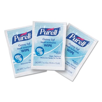PURELL 9026-1M 5 in. x 7 in. Cottony Soft Individually Wrapped Sanitizing Hand Wipes - Unscented, White (1000/Carton)