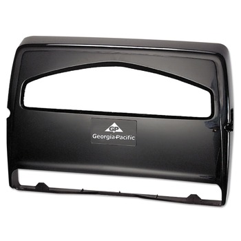 Georgia Pacific Professional 57748 Safe-T-Gard 16.38 in. x 2.5 in. x 11.75 in. Half-Fold Toilet Seat Cover Dispenser - Black