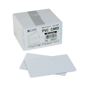 C-Line 89007 3.38 in. x 2.13 in. PVC ID Badge Card - White (100/Pack)