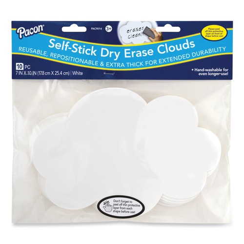 Project & Display Boards | Pacon PAC9014 7 in. x 10 in. Self Stick Dry Erase Clouds - White Surface image number 0