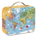 Office & Office Supplies | Janod J02656 Ages 7 Years and Up Round Giant World Map Suitcase Cardboard Puzzle image number 1