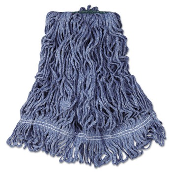Rubbermaid Commercial FGD21206BL00 Super Stitch Blend Medium Cotton/Synthetic Mop Head - Blue (6/Carton)