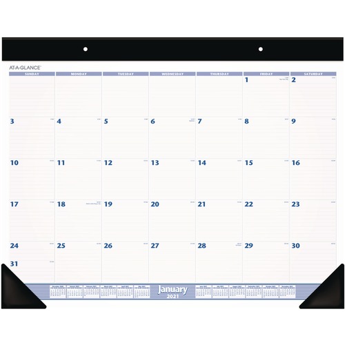 Bulletin Boards | AT-A-GLANCE SW23000 12-Month (Jan to Dec): 2025 24 in. x 19 in. Desk Pad - White Sheets, Black Binding/Black Corners image number 0