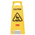 Just Launched | Rubbermaid Commercial FG611200YEL 11 in. x 12 in. x 25 in. Multilingual "Caution" Floor Sign - Bright Yellow image number 0