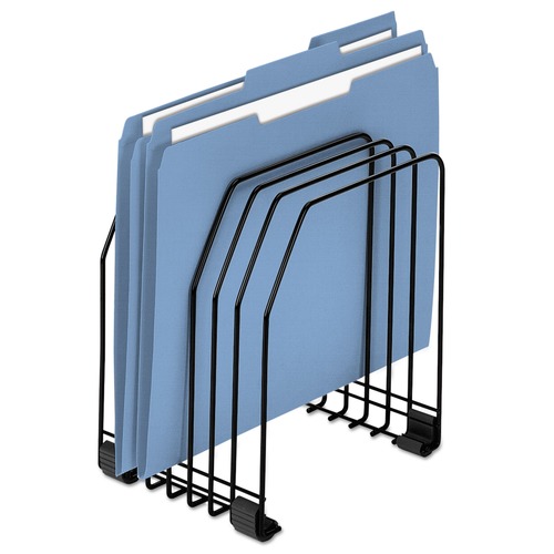 File Folders | Fellowes Mfg Co. 68112 7.38 in. x 5.88 in. x 8.25 in. Letter to Legal Size Files 7 Sections Wire Organizer - Black image number 0