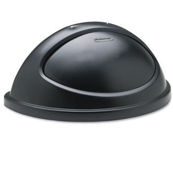 Rubbermaid Commercial FG362000BLA 21.38 in. x 12.38 in. x 9.13 in. Untouchable Plastic Half-Round Lid - Black