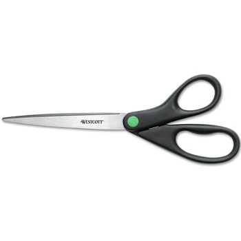 Westcott 13138 KleenEarth 9 in. Long 3.75 in. Cut Length Scissors - Straight Black Handle