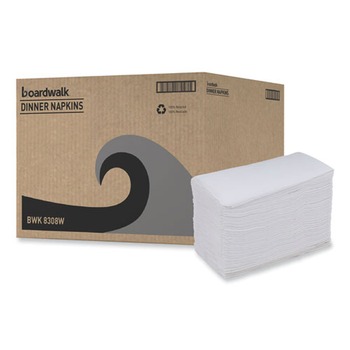 Boardwalk BWK8308 17 in. x 15 in. 2-Ply Dinner Napkin - White (3000/Carton)