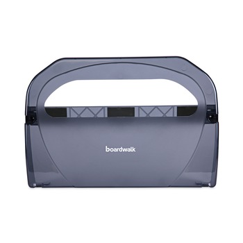 Boardwalk TS510SBBW 17.25 in. x 3.13 in. x 11.75 in. Toilet Seat Cover Dispenser - Smoke Black