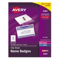 Label & Badge Holders | Avery 05384 4 in. x 3 in. Top Load Clip-Style Name Badge Holder with Laser/Inkjet Insert - White (40/Box) image number 0