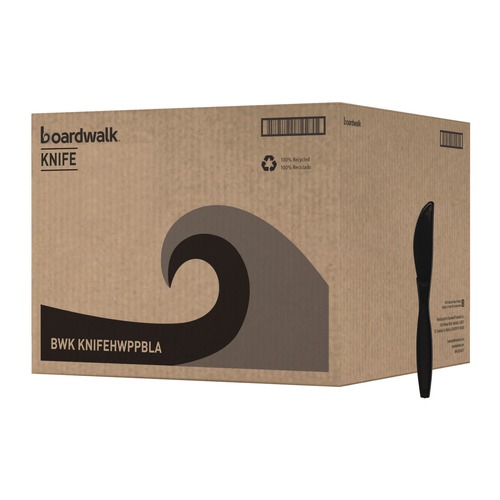 Cutlery | Boardwalk BWKKNIFEHWPPBLA Heavyweight Polypropylene Cutlery Knife - Black (1000/Carton) image number 0