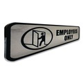 Floor Signs & Safety Signs | Cosco 098206 9 in. x 3 in. Employees Only Brushed Metal Office Sign - Silver image number 1