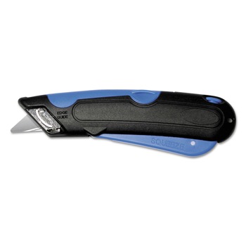 BOX CUTTERS AND UTILITY KNIVES | Cosco 091524 Easycut 6 in. Plastic Handle Self-Retracting Cutter with Safety-Tip Blade Holster and Lanyard - Black/Blue