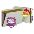 File Folders | Smead 29810 2 in. Expansion 2 Divider Legal Size 6 SafeSHIELD Fasteners End Tab Pressboard Classification Folders - Gray-Green (10/Box) image number 1
