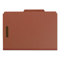 File Folders | Smead 19099 3 in. Expansion Recycled 3-Divider Pressboard Classification Folders, 8 Fasteners - Legal Size/Red Exterior (10/Box) image number 5