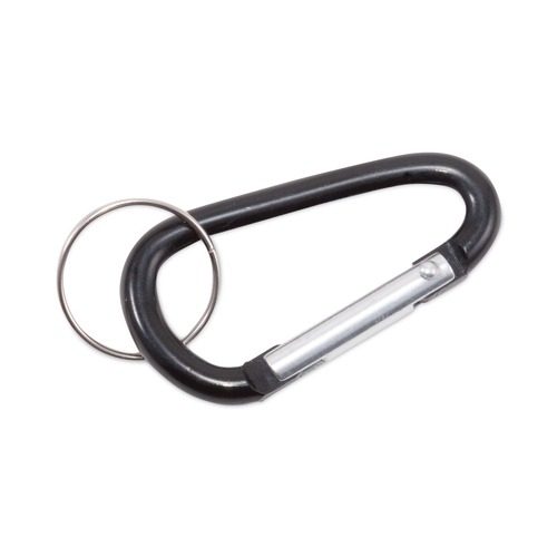 Label & Badge Holders | Advantus 75555 (10) 1 in. x 2 in. Carabiners (10) 1 in. Diameter Key Rings Aluminum Carabiner Key Chains - Black/Silver (10/Pack) image number 0