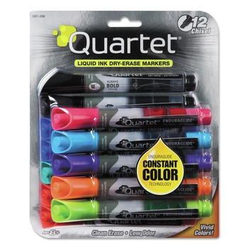 Quartet 5001-20MA EnduraGlide Chisel Tip Dry Erase Marker - Broad/Nine Assorted Colors (12/Set)