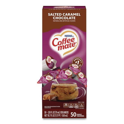 Condiments | Coffee-Mate 12314294 0.38 oz Mini Cups Liquid Coffee Creamer - Salted Caramel Chocolate (50/Box) image number 0