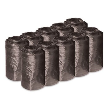 Boardwalk H4832RKKR01 16 Gallon 0.35 mil 24 in. x 32 in. Perforated Roll Low-Density Waste Can Liners - Black (50 Bags/Roll, 10 Rolls/Carton)