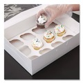 Food Trays, Containers, and Lids | SCT 10016 9.88 in. x 13.88 in. x 0.88 in. 12-Compartments Paper Cupcake Holder Inserts - White/Brown (200/Bundle) image number 3