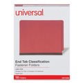 File Folders | Universal UNV10320 2 Dividers 6 Fasteners 6-Section Deluxe Pressboard End Tab Classification Folders - Letter Size, Bright Red (10/Box) image number 1
