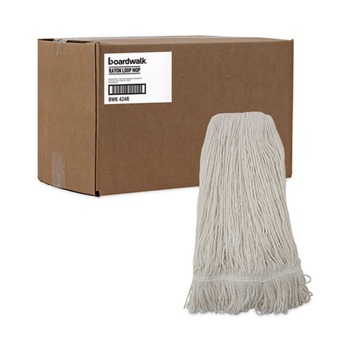 MOPS | Boardwalk BWK424RCT 24 oz. Rayon Pro Loop Web/Tailband Wet Mop Head - White (12/Carton)