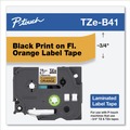 Labels | Brother P-Touch TZEB41 0.7 in. x 16.4 ft. TZ Standard Adhesive Laminated Labeling Tape - Black on Fluorescent Orange image number 3