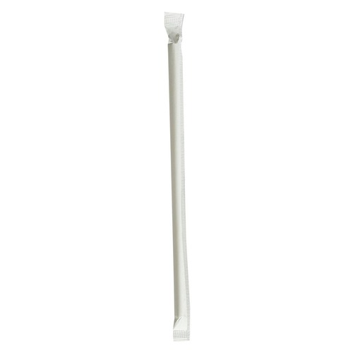 Cutlery | Boardwalk BWKPPRSTRWIW 7.75 in. Wrapped Jumbo Paper Straws - White (1280/Carton) image number 0