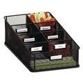 Desktop Organizers | Safco 3291BL 16 in. x 8.5 in. x 5.25 in. 7 Compartments Steel Mesh Onyx Breakroom Organizers - Black image number 0