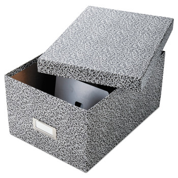 Oxford 40590EE Holds 1200 5 in. x 8 in. Cards 8.13 in. x 11 in. x 5.75 in. Lift-Off Cover Reinforced Board Card File - Black/White