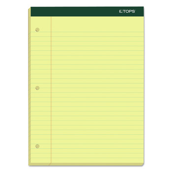 TOPS 63387 8.5 in. x 11.75 in. Sheets Wide/Legal Rule Double Docket Ruled Pads - Canary (6/Pack)