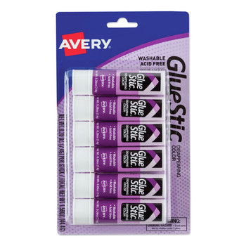 ADHESIVES AND GLUES | Avery 98096 0.26 oz. Permanent Glue Stick Value Pack - Applies Purple/Dries Clear (6/Pack)