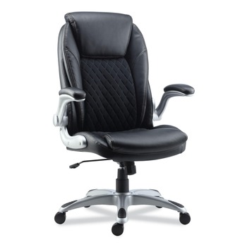 OFFICE CHAIRS | Alera ALELT4249 Leithen Bonded Leather Midback Chair Supports Up to 275 lbs. - Black/Silver