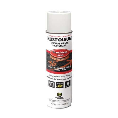 Painting | Rust-Oleum 203030V 17 oz. Aerosol Can Industrial Choice M1600 System Solvent-Based Precision Line Marking Paint - Flat White (12/Carton) image number 0