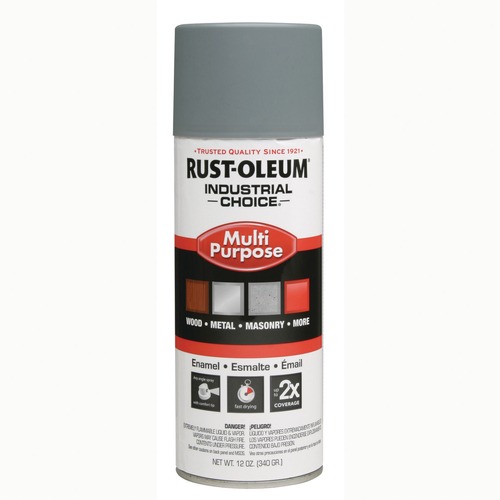 Painting | Rust-Oleum 1680830V 12 oz. Aerosol Can Industrial Choice 1600 System Multi-Purpose Enamel Spray Paint - Flat Gray (6/Carton) image number 0