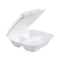 Just Launched | Dart 90HT3R 9 in. x 9.4 in. x 3 in. 8 oz. 3-Compartment Foam Hinged Lid Container - White (200/Carton) image number 1