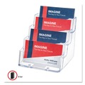 Desktop Organizers | Deflecto 70841 3.94 in. x 3.5 in. x 3.75 in. Plastic 4-Pocket Business Card Holder - Clear image number 6