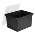 File Folders | Storex 61528U01C 18.5 in. x 14.25 in. x 10.88 in. Plastic Letter/Legal File Tote - Black/Clear image number 0