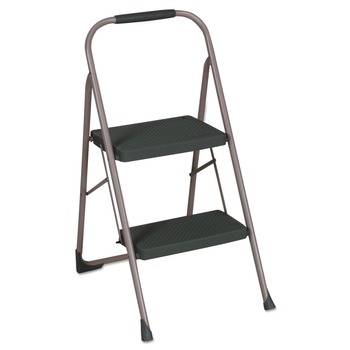 OFFICE FURNITURE ACCESSORIES | Cosco 11308PBL1E 20.5 in. Working Height 22 in. Spread 200 lbs. Capacity 2-Step Big Step Folding Stool - Black/Gray