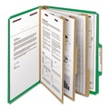 File Folders | Smead 14097 8 SafeSHIELD Fasteners 3 Dividers Letter Size 8-Section Pressboard Top Tab Classification Folders - Green (10/Box) image number 2