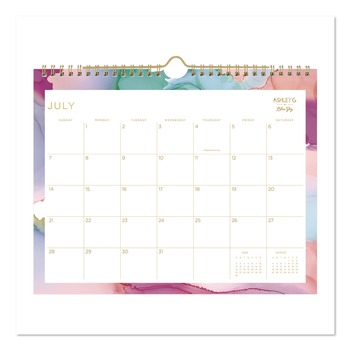 OFFICE PRESENTATION SUPPLIES | Blue Sky 150160 11 in. x 8.75 in. 12-Month (Jul 2025-Jun 2026) Ashley G Multicolor Smoke Academic Year Wall Calendar - White/Multicolor Sheets
