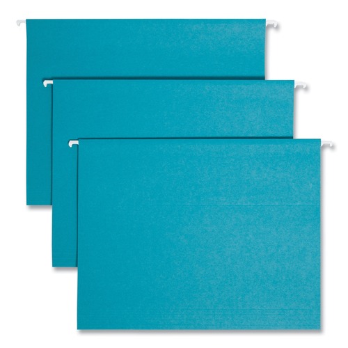 File Folders | Smead 64074 Letter Size 1/5-Cut Tabs Colored Hanging File Folders - Teal (25/Box) image number 0