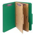 File Folders | Smead 19083 6 SafeSHIELD Fasteners 2 Dividers Legal Size 6-Section Pressboard Top Tab Pocket Classification Folders - Green (10/Box) image number 0