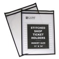 Back to School Sale | C-Line 46114 Super Heavy-Duty Top Load 11 in. x 14 in. Insert Stitched Shop Ticket Holders - Clear Front, Black Border (25/Box) image number 1