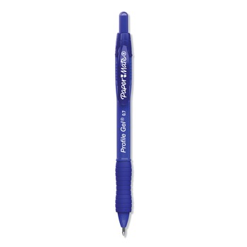 Paper Mate 2095472 Profile 0.7 mm Retractable Gel Pen - Blue Ink/Translucent Blue Barrel/Medium (1-Dozen)