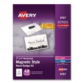 Back to School Sale | Avery 08781 4 in. x 3 in. Horizontal Magnetic Style Name Badge Kit - White (48/Pack) image number 0